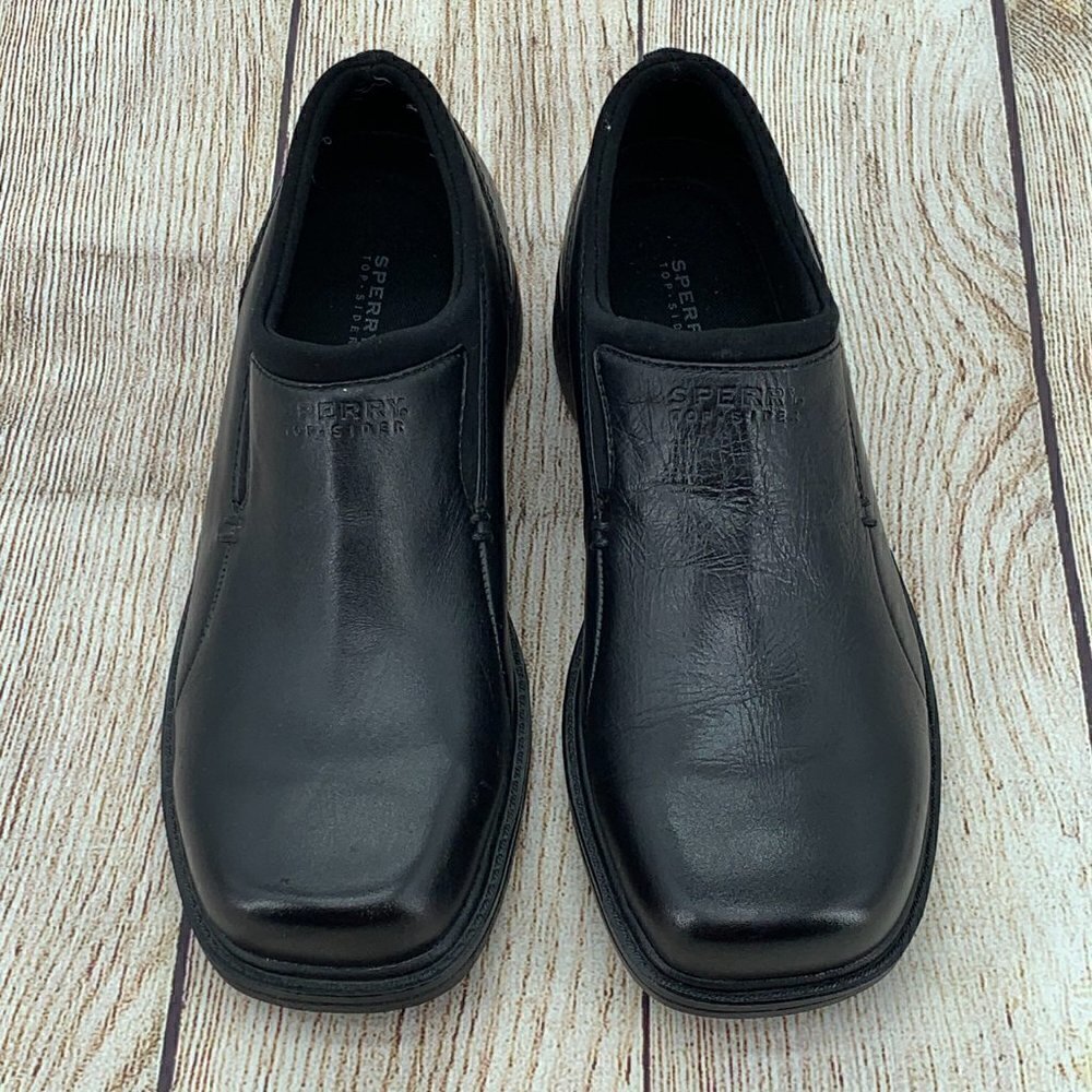 Sperry Top Sider Black Leather Slip On Loafers - Picture 5 of 12